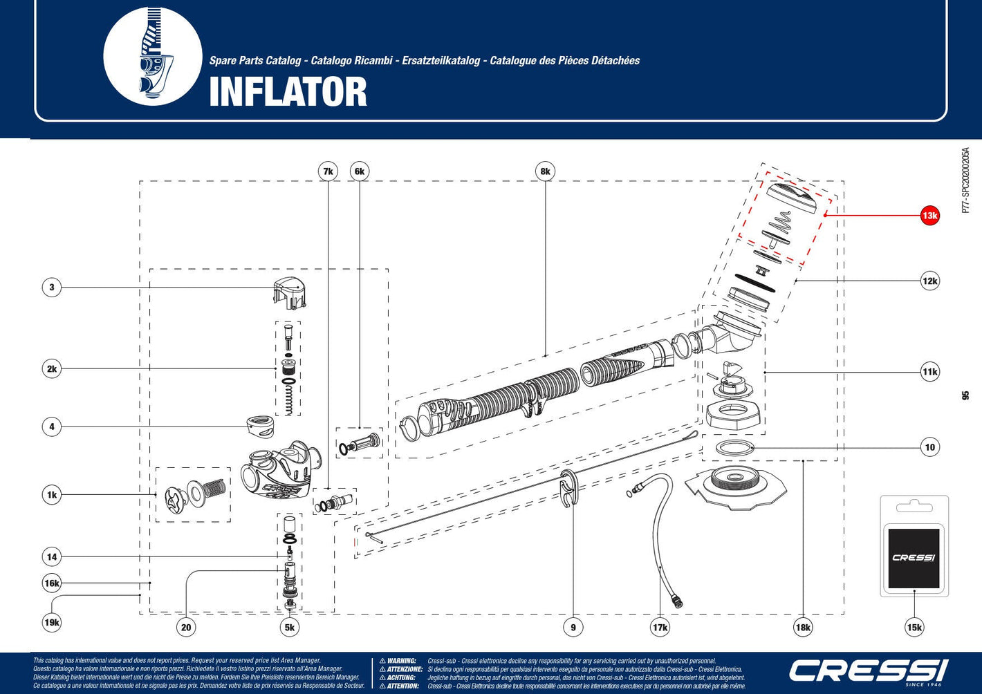 Complete Upper Valve Piston of BCD Inflator